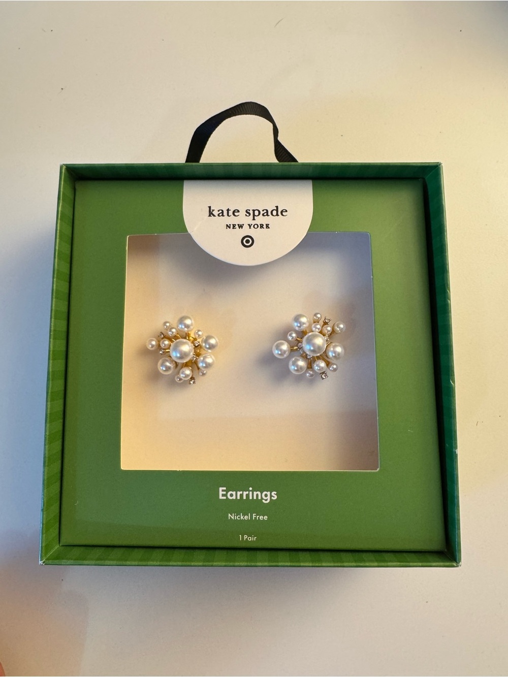 Kate Spade x Target Pearl Cluster Gold Tone Gemstones Earrings NWT - Picture 4 of 5